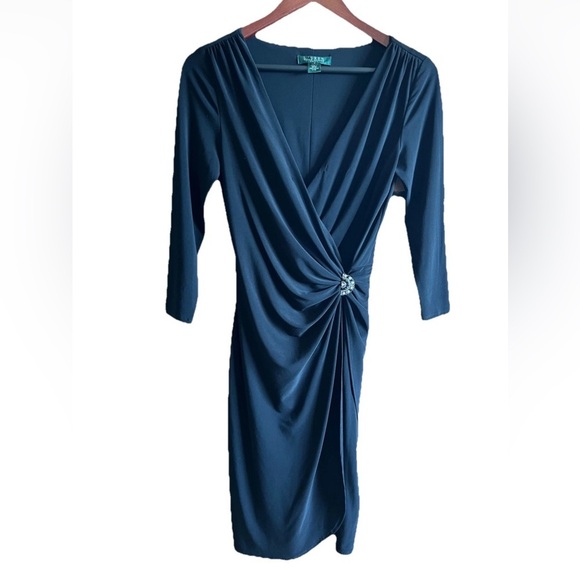 Vintage Lauren by Ralph Lauren Black Faux Wrap Dress - Picture 8 of 8